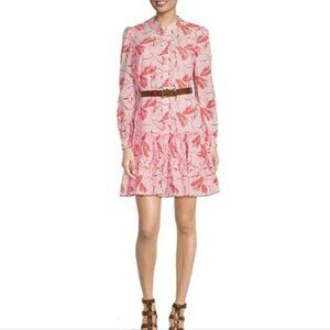 MICHAEL Michael Kors Palm Beach Floral Print Eyelet Long Blouson Sleeve Dress